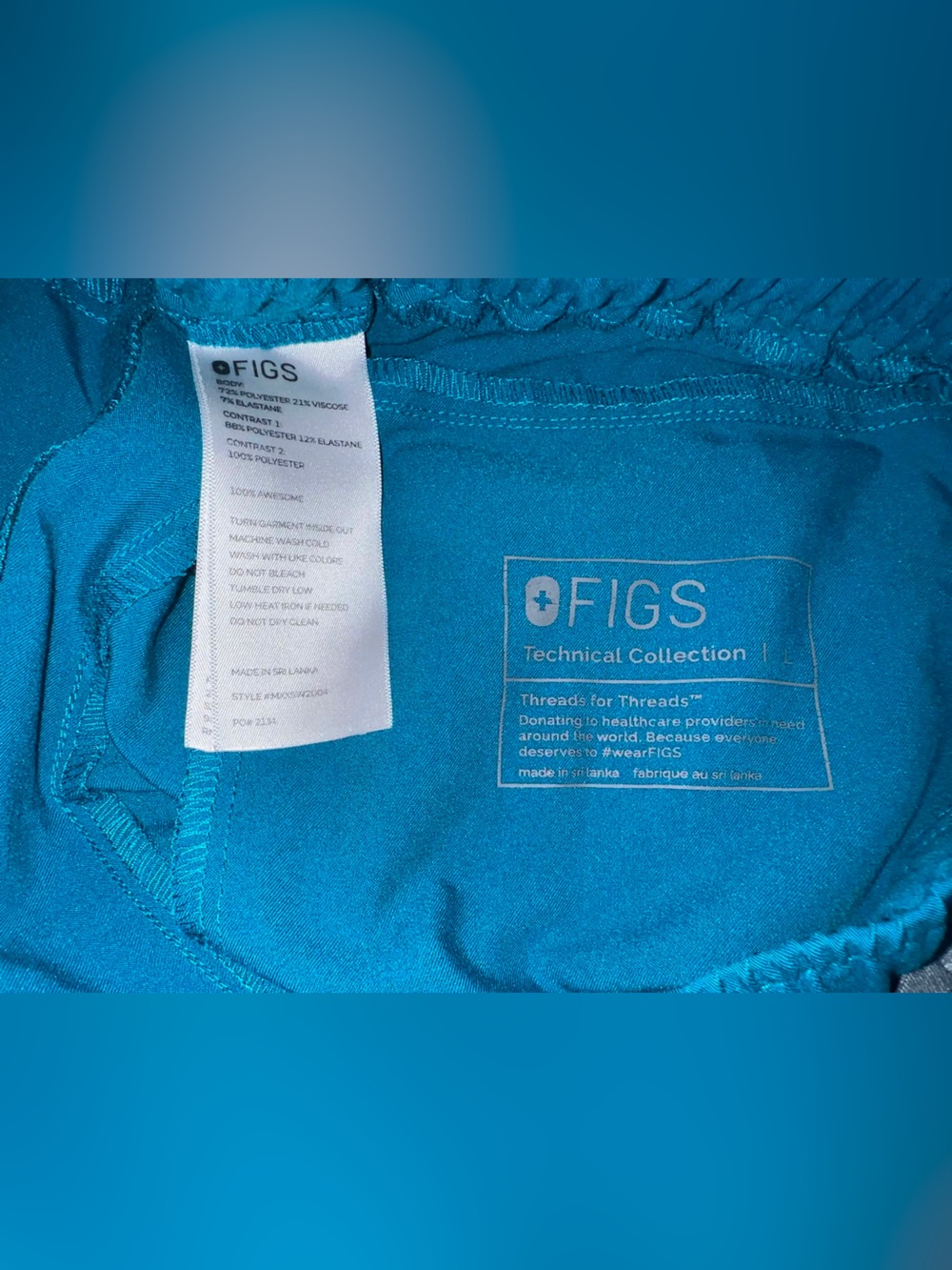 Figs Technical Collection Teal Scrub Pants- Womens Size Large - Picture 3 of 8